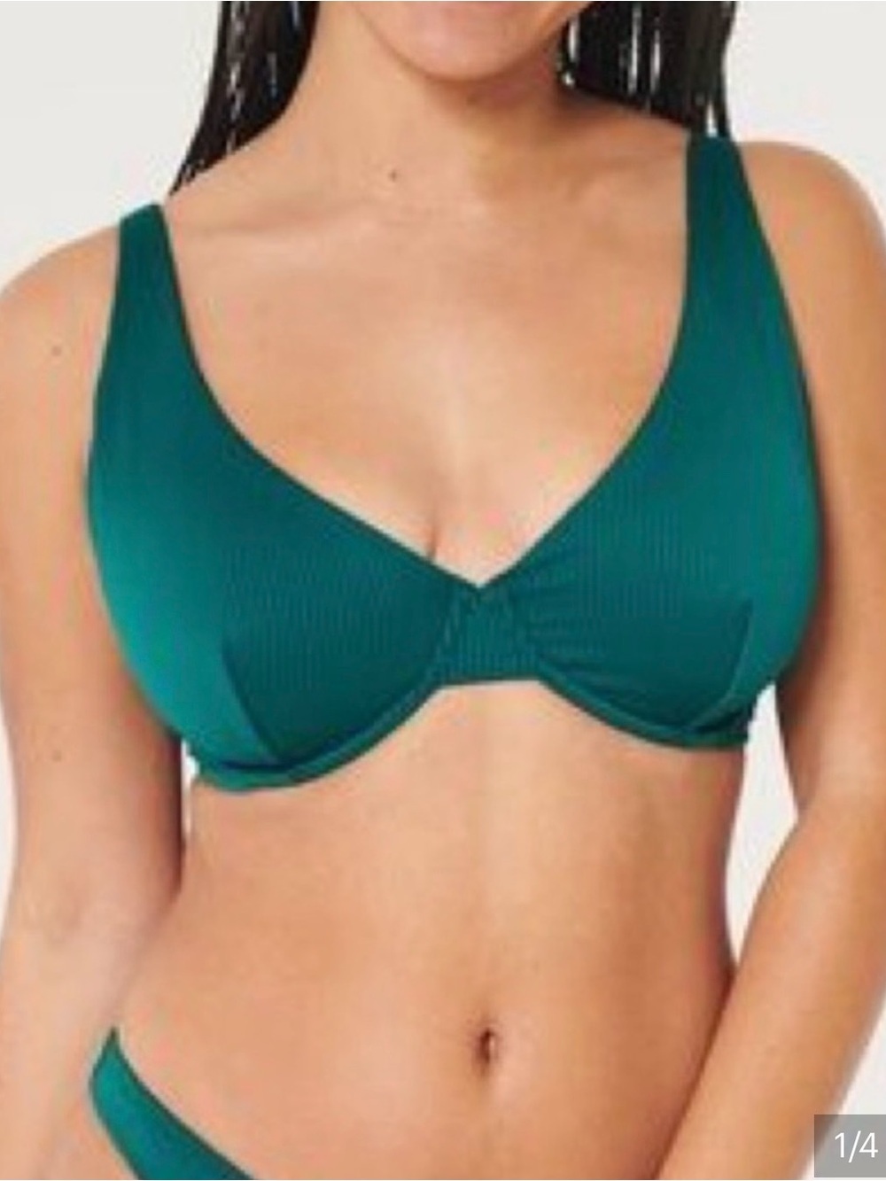 🩱 Hollister | Ribbed | Teal Bikini Top | Curvy | L